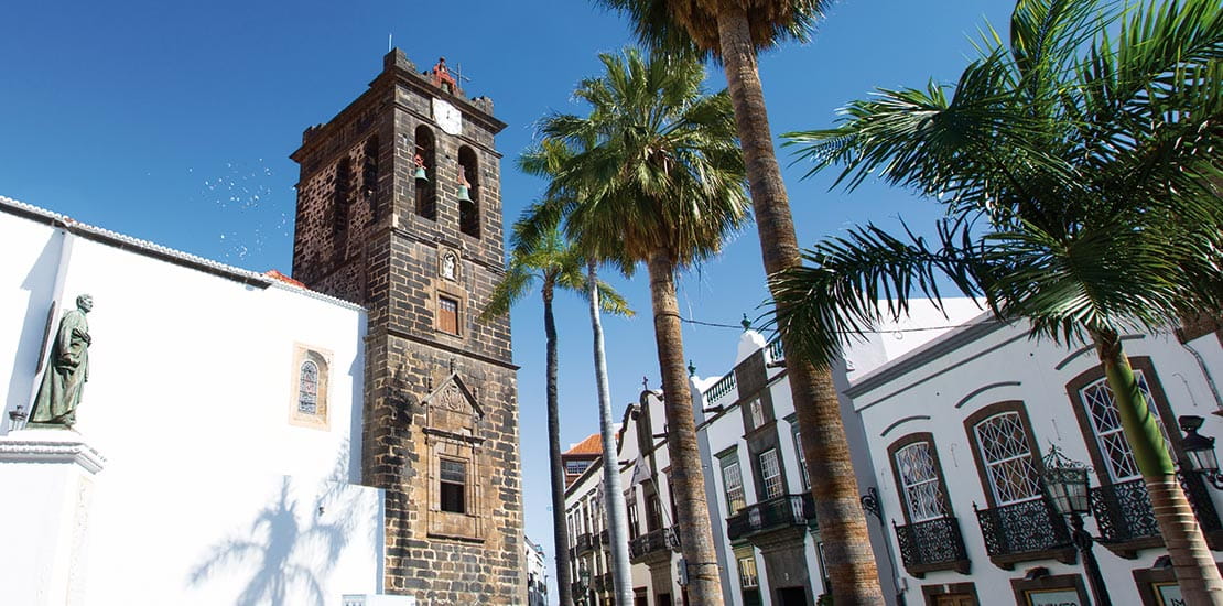 The Bell tower of the Iglesia de Santo Domingo church in Santa Cruz, La Palma